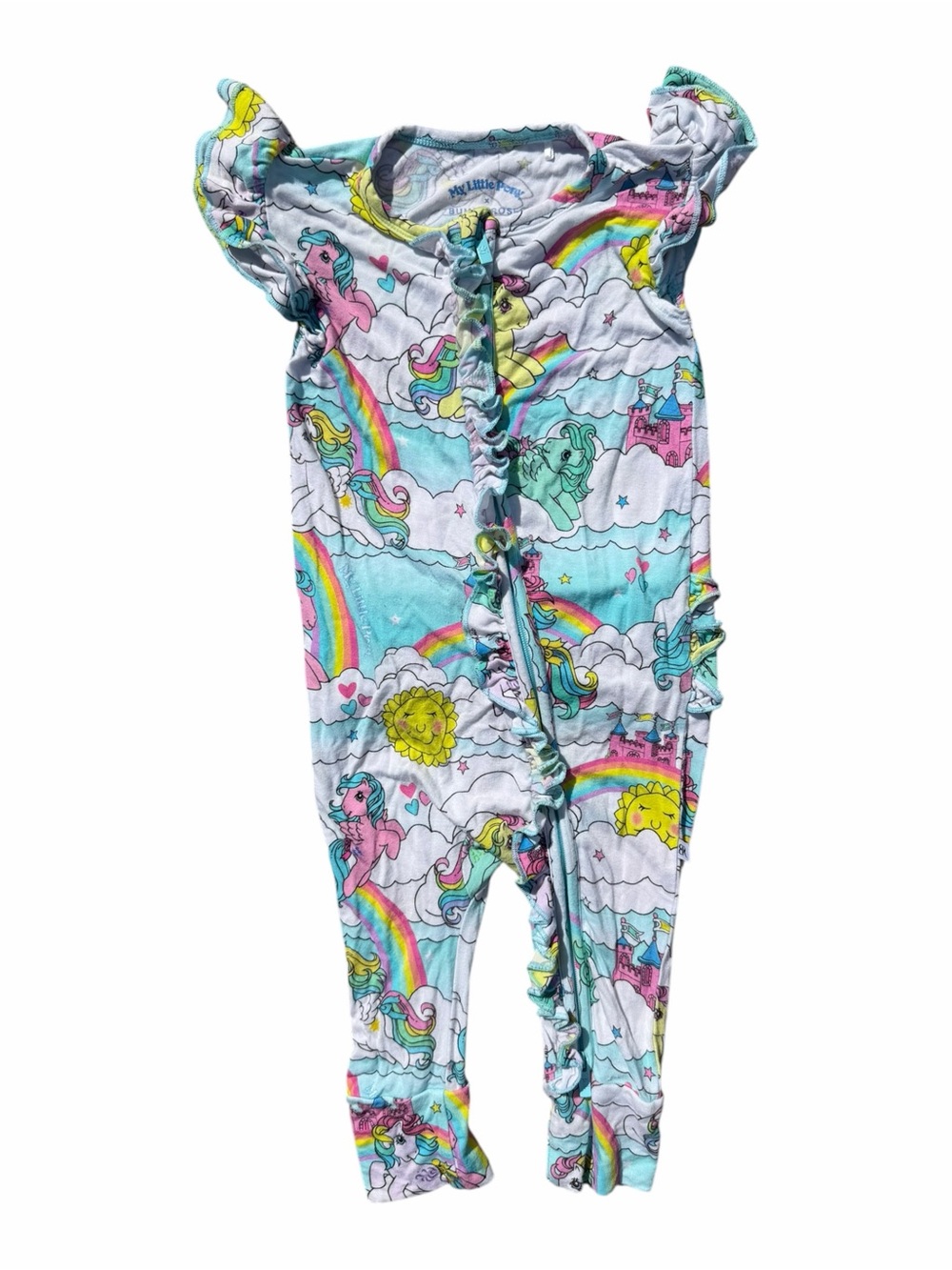 Bums & Roses My Little Pony Zippy Romper Girls 9-12M Bamboo Ruffle Pajamas